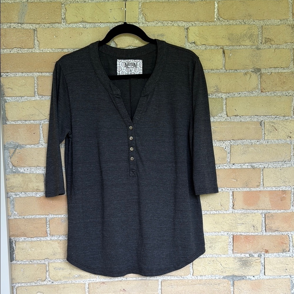 Nation Ltd Charcoal Gray V-Neck Top